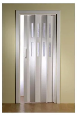 Produktbild von Kunststoff-Falttür mit 2 Fenstern Luciana weiß 88,5x202 cm doppelwandig 10 mm