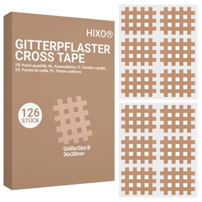 Produktbild von HIXO 126x Gitterpflaster Gittertape Crosstape Akupunktur Pflaster (Größe B)
