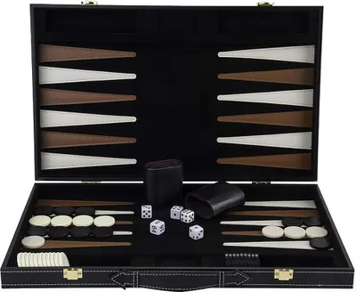 Produktbild von Engelhart Backgammon Spiel aus Holz Kunstleder-Lackierungen schwarz