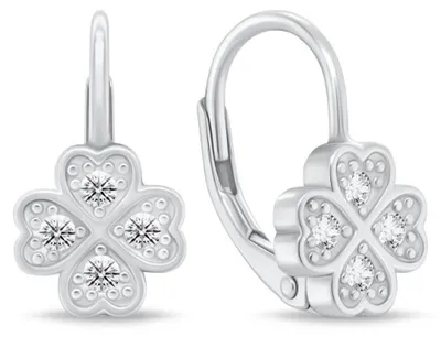 Immagine prodotto di Orecchini in argento a forma di quadrifoglio con zirconi EA1164W