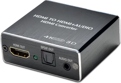 Produktbild von HDMI-Audio-Splitter, HD-Signalkonverter, 4K-3D-HD-Qualität, HDMI/Optisch/3,5-mm-Audioausgang, Metallgehäuse, weitgehend kompatibel
