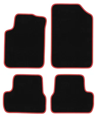 Produktbild von Velours-Fußmatten für Citroen C3 I 2002-2009 (Schrägheck) – 4-tlg, Schwarz/Rot, passgenau – Wielganizator CARLUX