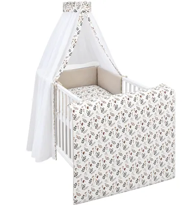 Produktbild von Baby Delux Baby Bettwäsche Bettset 4-tlg Bettausstattung Nestchen Himmel Waffelpique Blütenzauber