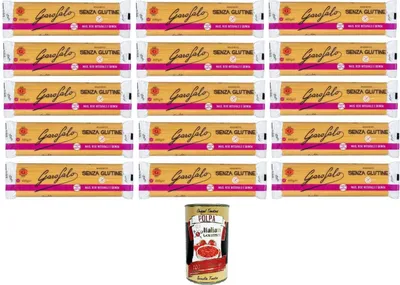 Produktbild von 15x Spaghetti senza Glutine,Glutenfreie Spaghetti mit Maismehl, Naturreis, Kartoffeln und Quinoa 15x400gr + Italian Gourmet polpa 400g