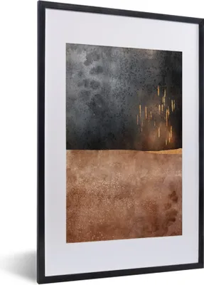Produktbild von MuchoWow® Gerahmtes Poster Abstrakt - Gold - Design 40x60 cm - Poster mit Schwarzem Bilderrahmen Wandposter Rahmen Foto Bilder - Poster in Rahmen