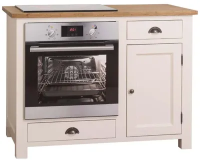 Immagine prodotto di Casa Padrino mobile da cucina in stile country con anta e 2 cassetti color crema/naturale 120 x 65 x h. 90 cm - Mobili da cucina