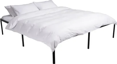 Image de Lit métallique, cadre de lit en acier, beaucoup d'espace de rangement - design moderne et minimaliste, couleur : noir | taille : 200x180x41 cm
