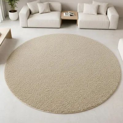 Produktbild von Shaggy Teppich in Beige für Wohnzimmer und Schlafzimmer – weich, warm und gemütlich Größe - 160 cm Rund