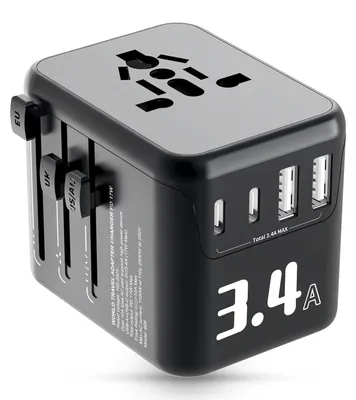 Productafbeelding van Universele Reisstekker, Wereldwijde Reisadapter met 2 USB-C en 2 USB-A Poorten