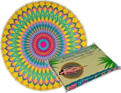 Obrázek produktu pro Plážová osuška – barevná – Mandala Beach Towel „Fancy Flower Style“ Ručník o průměru 150 cm