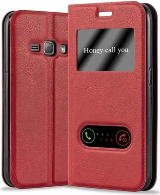 Produktbild von Cadorabo Schutzhülle für Samsung Galaxy J1 2015 Hülle in Rot Handyhülle Book Case Cover Etui