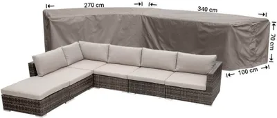 Produktbild von Raffles Covers Wetterschutz für Lounge Eckset 340 x 270 x 100 H: 70 cm | Atmungsaktiv | Wasserdicht | UV-beständig | Elastischer Kordelzug