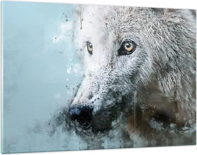Produktbild von Bilder auf glas - Einteilig - Weiß Der Wolf Bild - 120x80cm - Glasbilder - Wandbilder - Bilder - zum Aufhängen bereit - Wanddekoration aus Glas - Glas Bilder - Wandbild auf Glas - GAA120x80-4623