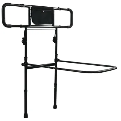 Produktbild von abc HOME Premium Aufstehhilfe für das Bett – Höhenverstellbare Bettstütze mit Rausfallschutz – Inkl. Tasche & Sicherheitsgurt – Metall Schwarz