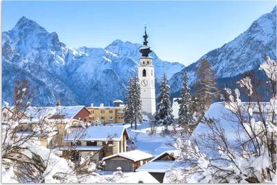 Produktbild von MuchoWow® Poster Schnee in einem Bergdorf in der Schweiz 30x20 cm - Plakate - Print