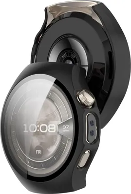 Produktbild von Schutzhülle mit Glas für Huawei Watch 5 42 mm, Bizon Case Watch Adamo, Mattes Schwarz