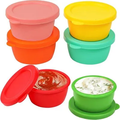Produktbild von Famanu Salatdressingbehälter 6 Stück - 45 ml, silikon, wiederverwendbar, lekfrei