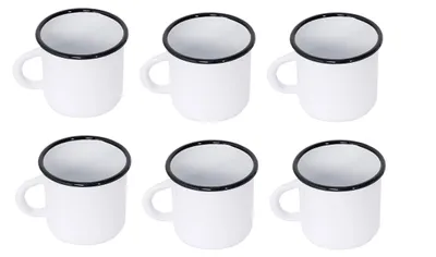 Image de Tasse à café en émail rétro, blanche, 400 ml