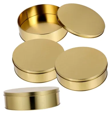 Produktbild von 4-teiliges Set runder Metallkeksdosen mit Deckel