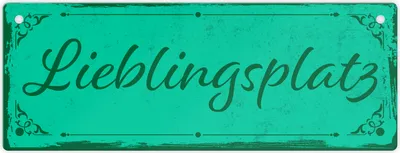 Produktbild von Metallschild L in 10,5x28cm mit schönem Design - Lieblingsplatz im rustikalen