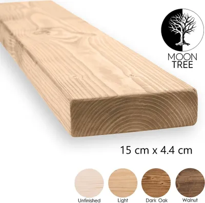 Zdjęcie produktu dla MoonTree | rustykalna drewniana półka ścienna Ystad, 50cmx15cmx4,4cm, jasny brąz | Półka wisząca, półka ścienna drewniana do salonu, kuchni