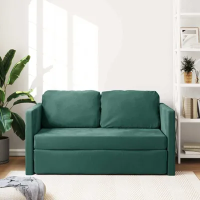 Produktbild von "Winterschlussverkauf " Bodensofa mit Schlaffunktion Dunkelgrün 122x204x55 cm Samt - 122 x 70 x 55 cm - DEMöbel8432296