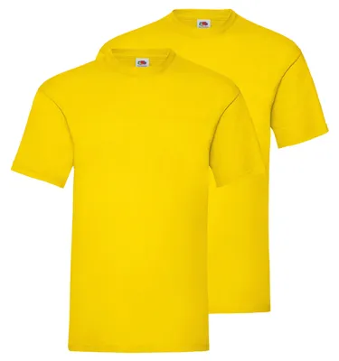 Produktbild von 2er Pack Fruit of the Loom Valueweight T-Shirt + GRATIS MyShirt Stoffbeutel Farbe: gelb Größe: XL
