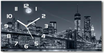 Produktbild von Wanduhr aus Glas – 60x30 cm - Glasbild - Glasuhr - Gehärtetes Glas - weisse-zeiger - Manhattan New York