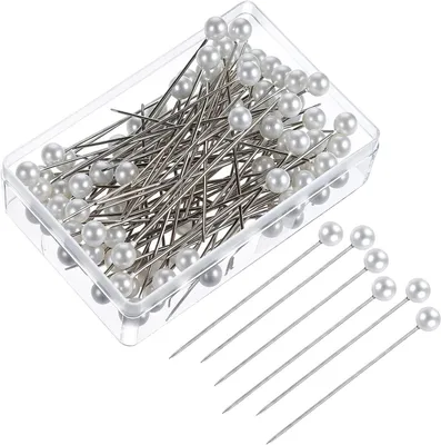 Productafbeelding van Parelkop Spelden - Rechte Naalden - Decoratie Maken - Stevige Plastic Box - 400 Stuks - Wit
