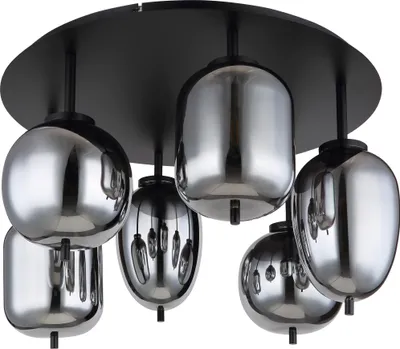 Image de Globo Lighting Plafonnier métal noir mat, 6x E14