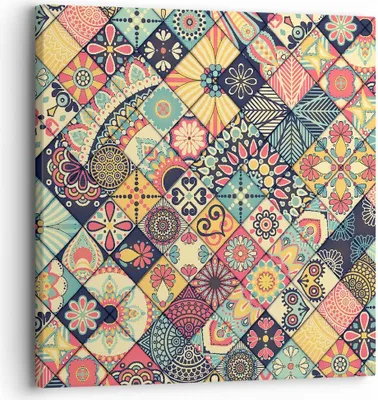 Produktbild von Bild auf Leinwand - Leinwandbild - Blumen Mosaik - 30x30cm - Wand Bild - Wanddeko - Wandbilder - Leinwanddruck - Bilder - Kunstdruck - Wanddekoration - Leinwand bilder - Wandkunst - AC30x30-3815