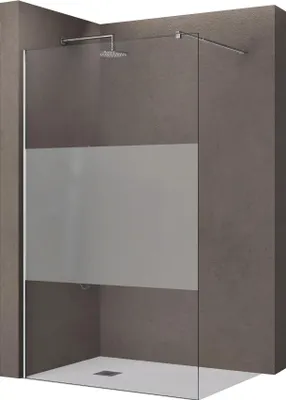 Immagine prodotto di doporro Walk In Parete Doccia 130x200 cm Vetro 10mm Temperato Anticalcare Striscia Satinata Opaca con Barra Stabilizzatrice regolabile da 70-120cm Profilo Cromato Bremen02MS