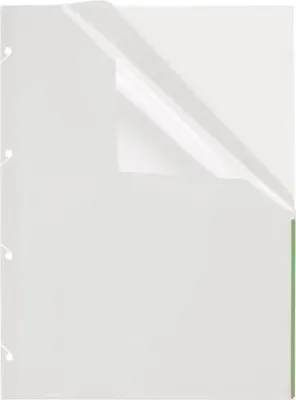 Produktbild von Prospekthülle mit System9-Lochung, PP, A4, farblos, Indexstreifen grün