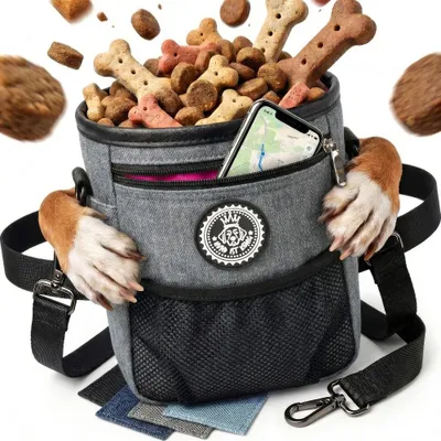 Produktbild von HUND IST KÖNIG Premium Leckerlibeutel für Hunde - robuster Futterbeutel mit viel Stauraum, 4 Trageoptionen, lebensmittelecht, Kotbeutelspender