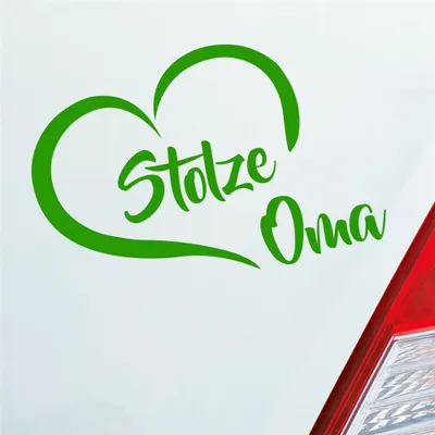 Produktbild von Auto Aufkleber Stolze Oma Liebe Herz Großmutter Enkel 14x10 cm Hellgrün Sticker Heckscheibenaufkleber