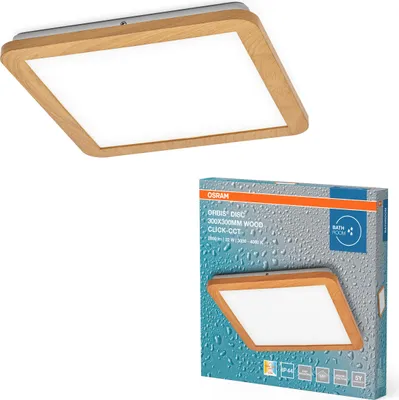 Produktbild von Osram LED Deckenleuchte Orbis Disc Holzdekor 30cm IP44 22W 1800lm Click CCT 3000K/4000K per Lichtschalter