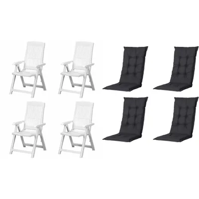 Produktbild von Progarden Klappsessel Tampa mit Auflage 4er Set weiß  / schwarz