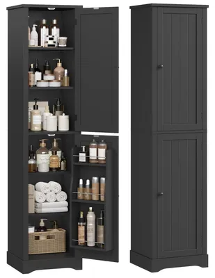 Produktbild von Badezimmerschrank 180 cm hoch, schmal, schwarz