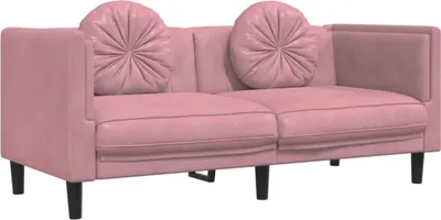 Produktbild von Sofa mit Kissen 2-Sitzer Rosa Samt
