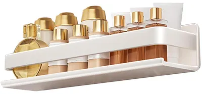 Image de Étagère de douche en acier inoxydable, à fixer au mur, blanche, 30 cm