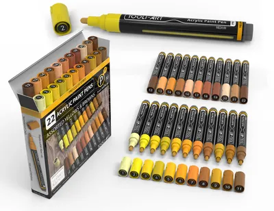 22 Acrylmarker-Stifte, Medium Spitze 3 mm, Gelb, wasserbasiert
