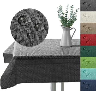Produktbild von heimtexland ® Outdoor Tischdecke Gartentischdecke wasserfest wetterbeständig rutschfest waschbar Outdoortischdecke Weichschaum Garten Balkon Camping Party Tischdeko Typ883 grau 110x140 cm eckig