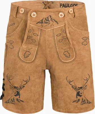 Produktbild von PAULGOS Herren Trachten Lederhose Kurz - HK4 - Echtes Leder - in 3 Farben erhältlich - Größe 44 - 60