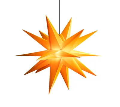 Produktbild von LED Weihnachtsstern 3D Gelb 55 cm inkl. LED-Leuchte + Timer + Trafo Leuchtstern Außenstern Faltstern Adventsstern wetterfest für außen und innen 5m Kabel