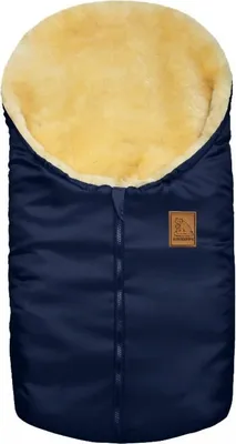 Produktbild von Heitmann Felle Lammfell-Fußsack, Serie "Eisbärchen" für Babyschale und Kinderwagen, Farbe: Marineblau 963MA