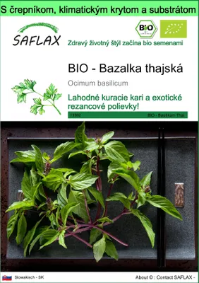 Obrázok produktu pre SAFLAX Garden to go - BIO - Bazalka thajská - Ocimum basilicum - 250 Semená - S črepníkom, klimatickým vekom a pestovateľským substrátom