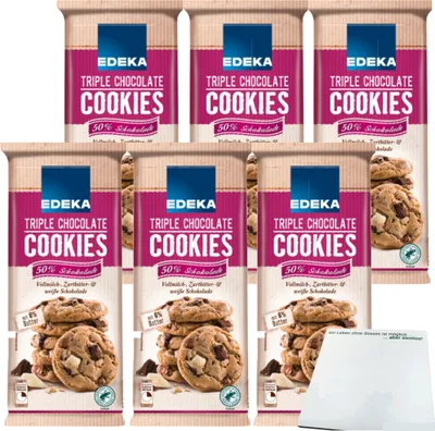 Produktbild von EDEKA Triple Chocolate Cookies 6er Pack (6x200g Packung) + usy Block