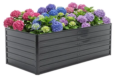 Produktbild von Hochbeet Wetterfestes Blumenbeet in Holzoptik Pflanzenbeet für Gemüse/Kräuter (1 St), 190x90x64cm Metall Rostbeständiger Pflanzkasten & offenem Boden