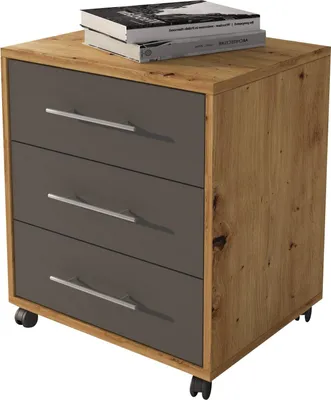 Image de Pisano - Commode, 43x40x57h cm Chêne Marron, 3 Tiroirs