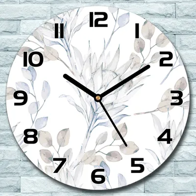 Produktbild von Wanduhr aus Glas Rund fi 30 Aquarell Blumen Quarz Deko Wohnzimmer Büro